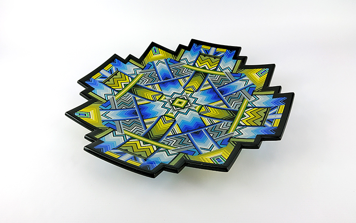 'Saliensis' 40cm kiln-formed glass charger with sculpted edges
