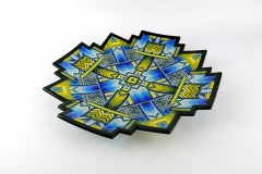 'Saliensis' 40cm kiln-formed glass charger with sculpted edges