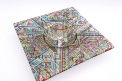 'Broadheath-Boogie-Woogie' 46 cm x 8cm kiln-formed glass bowl