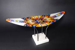 Almond shaped platter on marble stand 56cm x 20cm x 27cm