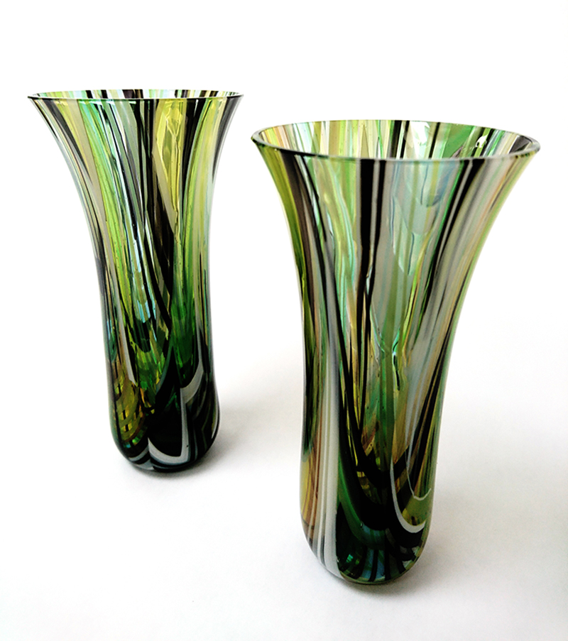 Green and Black Drop out vases