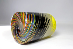 Blown cylinder vase with stringer swirl  28cm x 12cm